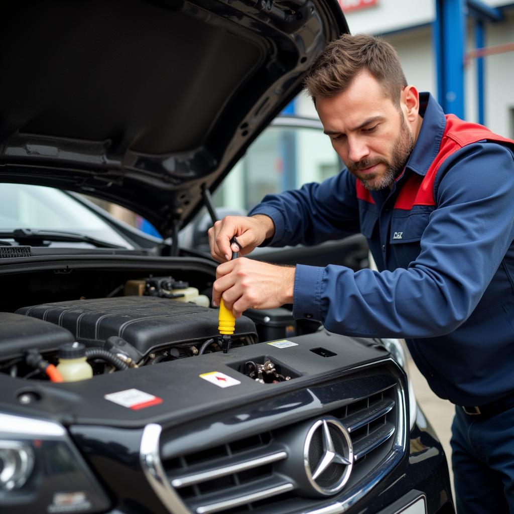 Mechanic Checking Car Fluids