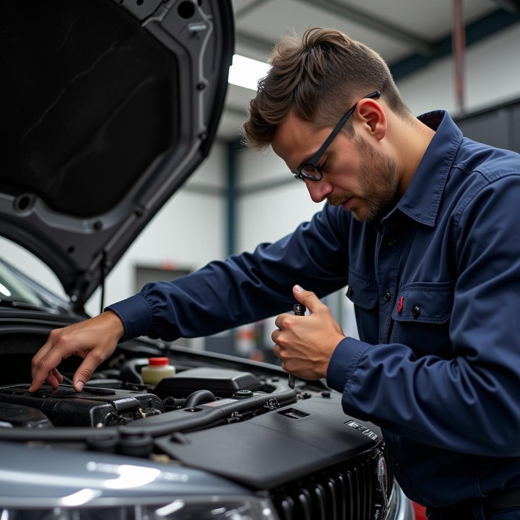 Mechanic Checking Car Oil