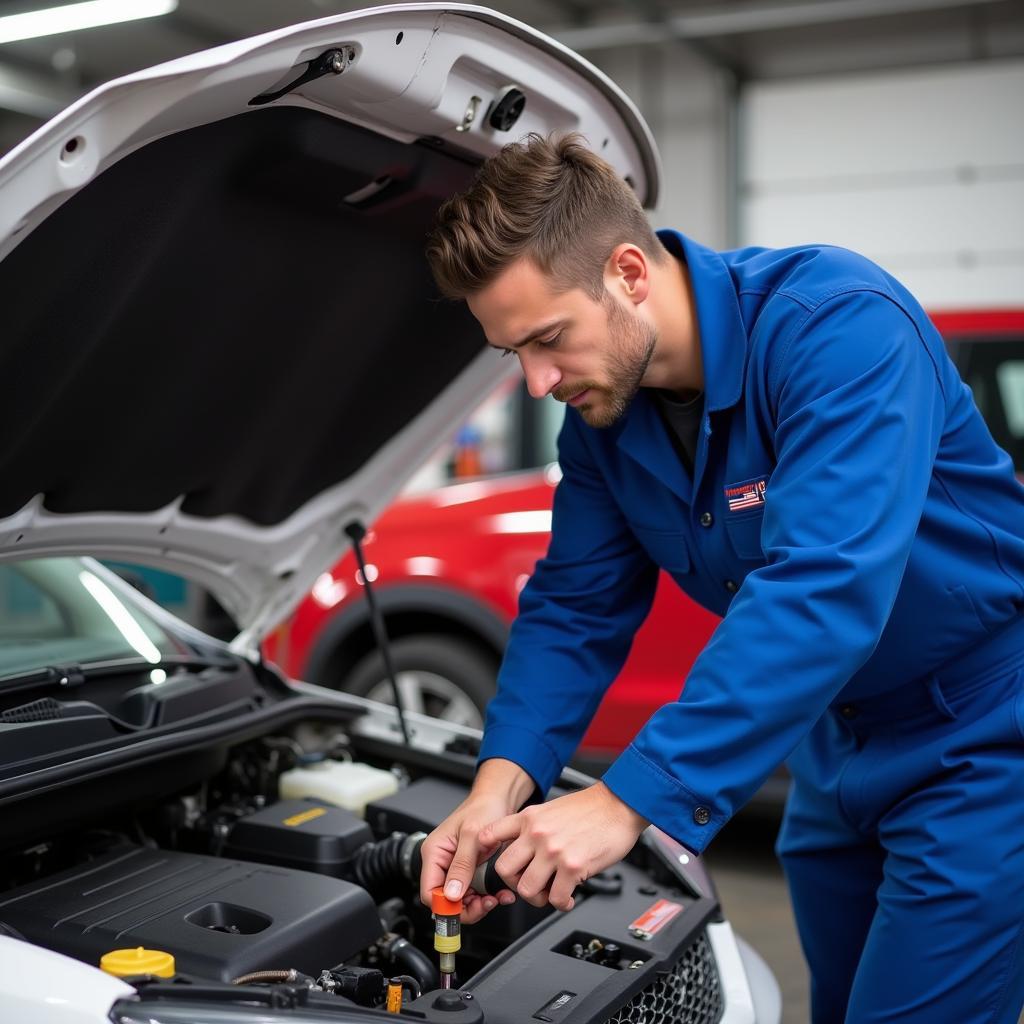 Mechanic Checking Car Oil 