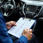 Mechanic Checking Car Records