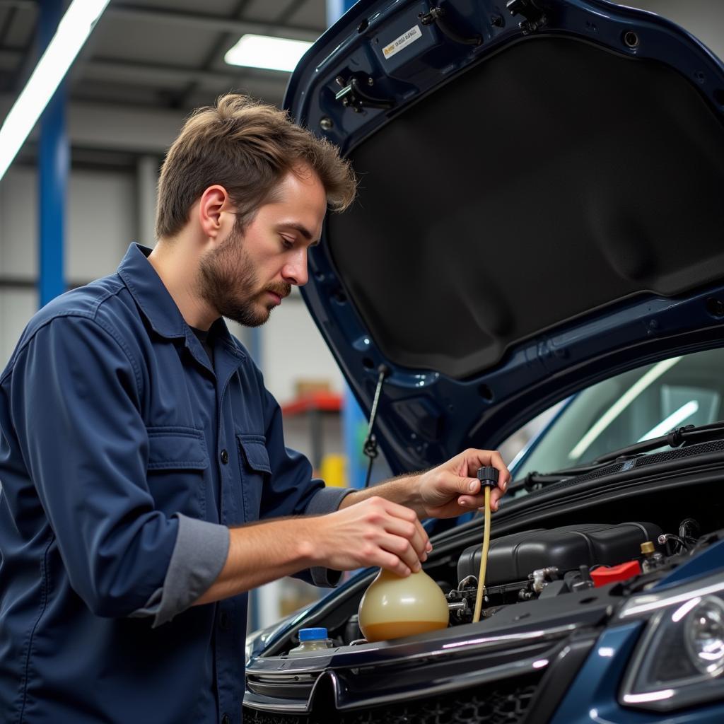 Mechanic Checking Car Fluids