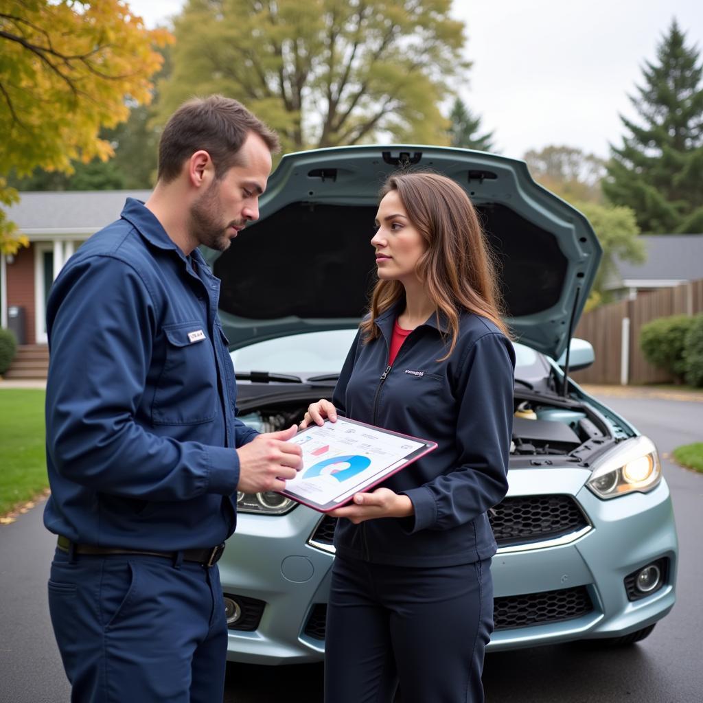 Mechanic Discussing Car Issues With Customer