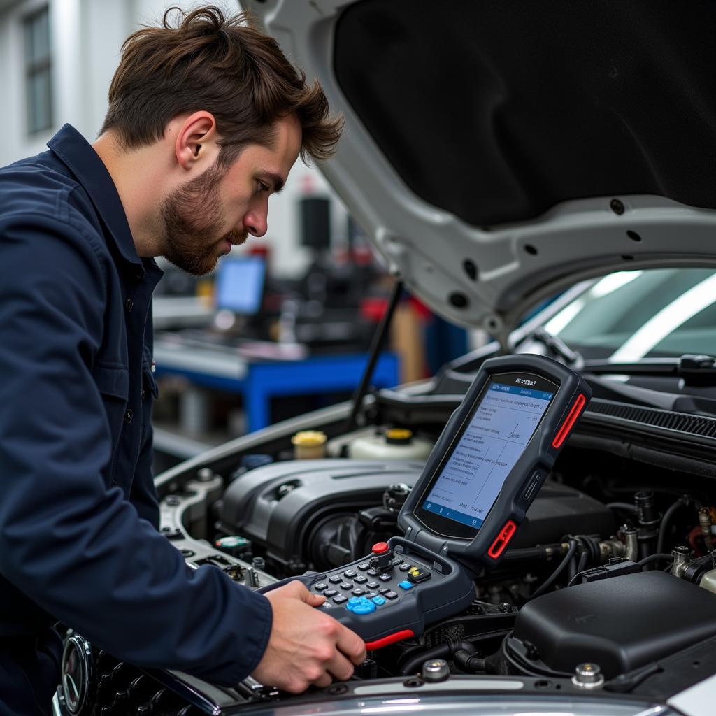  Mechanic conducting a comprehensive full car service