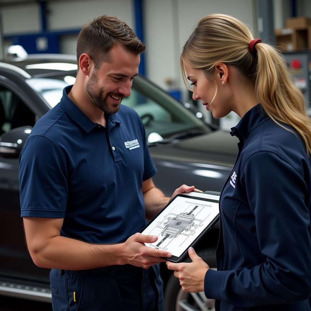 Mechanic Explaining Car Induction Service