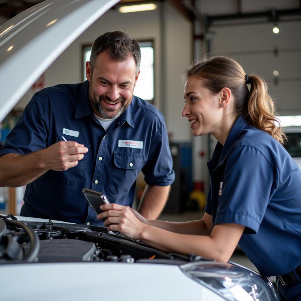 Mechanic Discussing Car Issues with the Car Owner