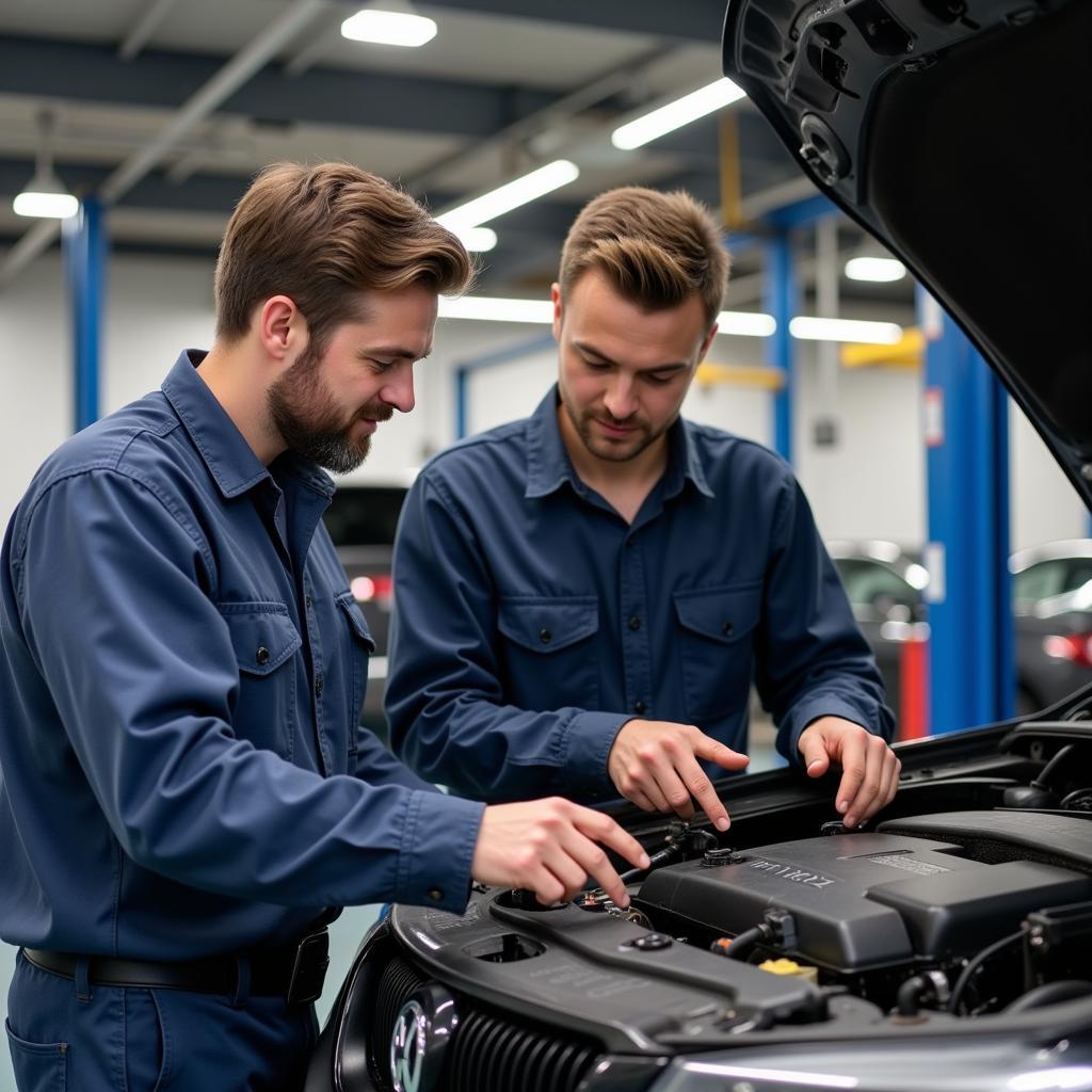 Mechanic Explaining Car Repair to Customer