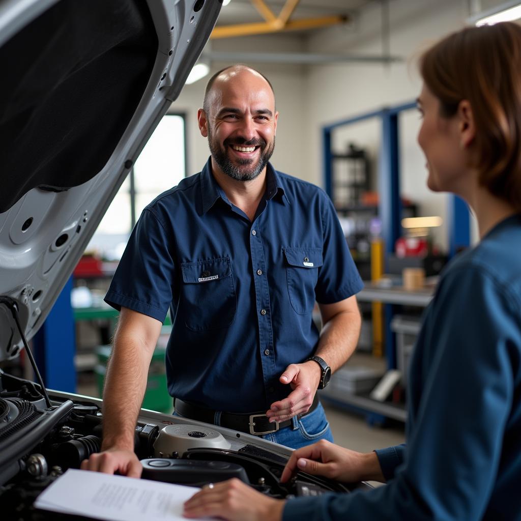 Mechanic Explaining Car Repair in Baltimore