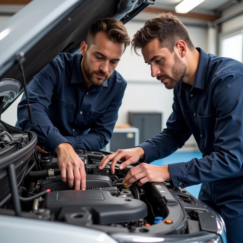 Mechanic Explaining Car Repair to Customer