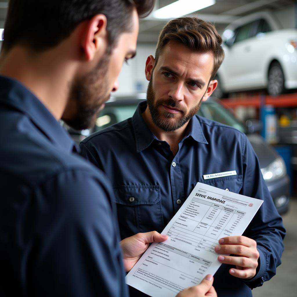 Mechanic Explaining Car Service Template to a Customer