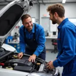 Mechanic Explaining Repairs Under the Hood