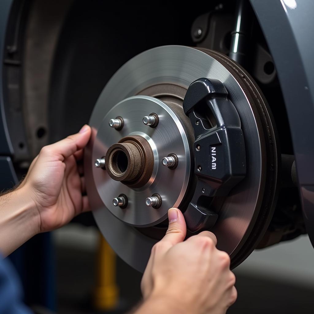 Mechanic Inspecting Brakes