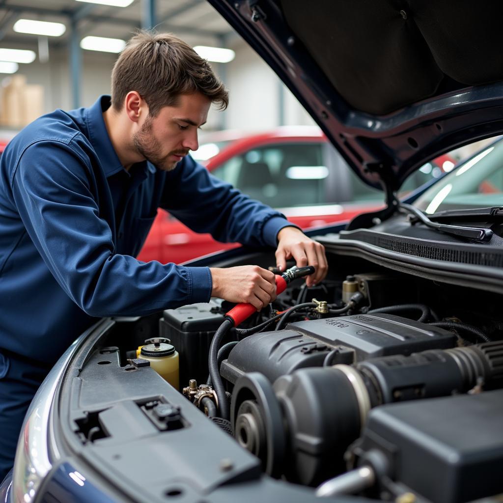 Car inspection at 100,000 miles by a mechanic