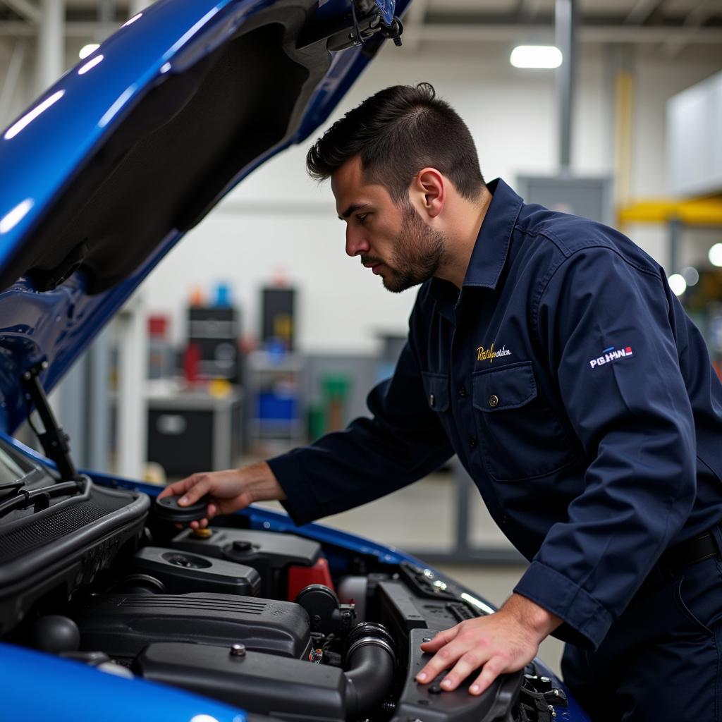 Mechanic Inspecting Car