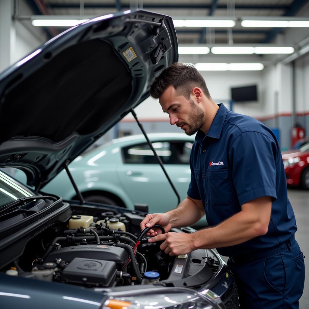 Mechanic Inspecting Car in Atlanta