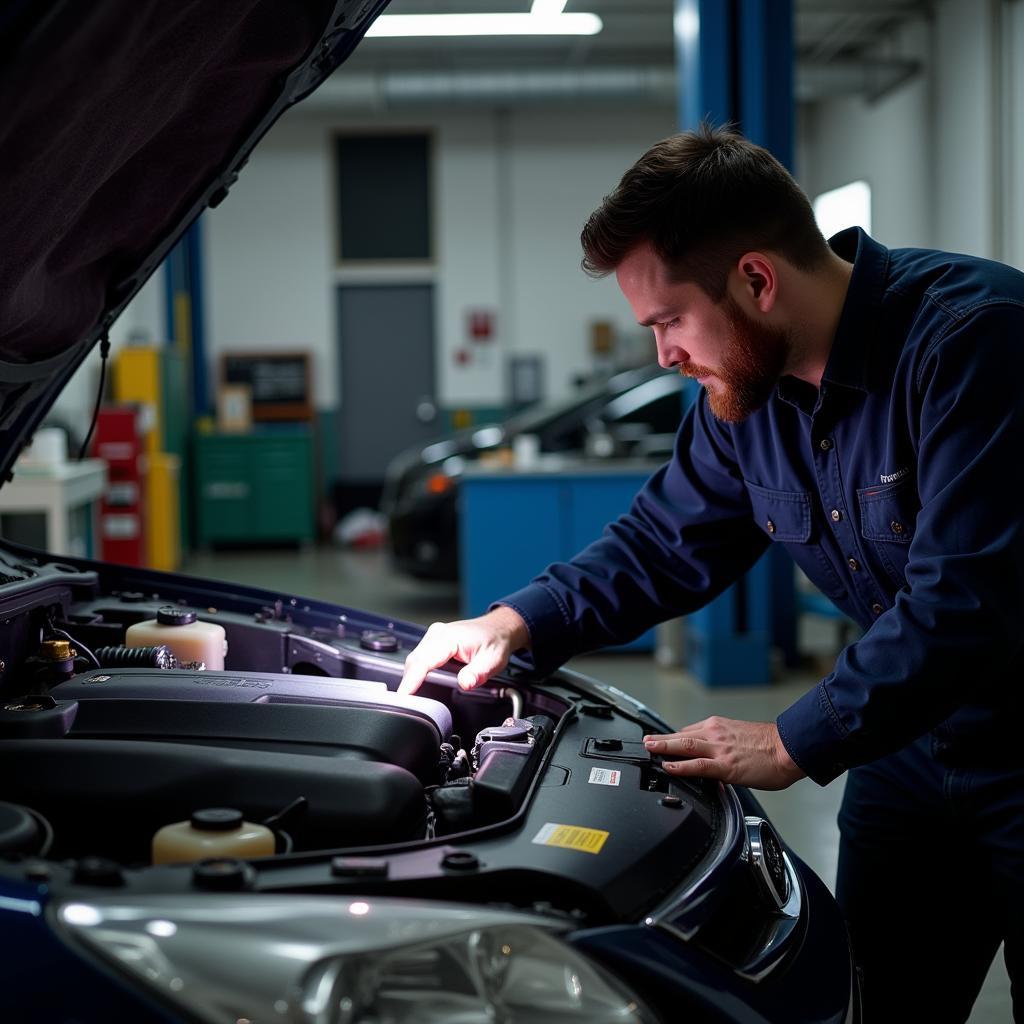 Mechanic inspecting a car before purchase