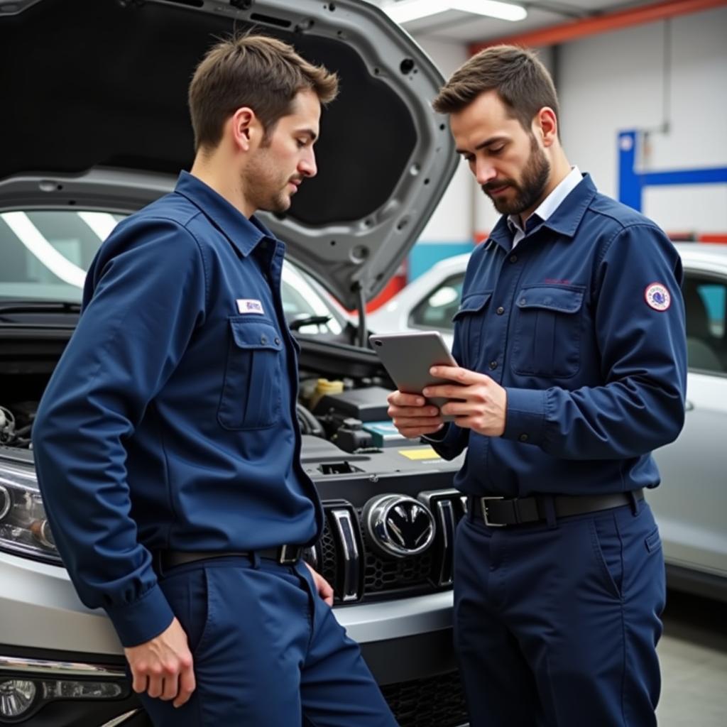 Mechanic Inspecting a Car