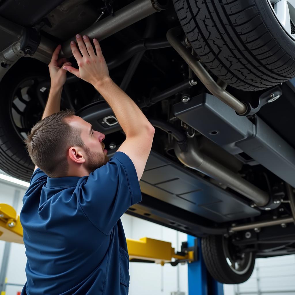 Mechanic Inspecting Car