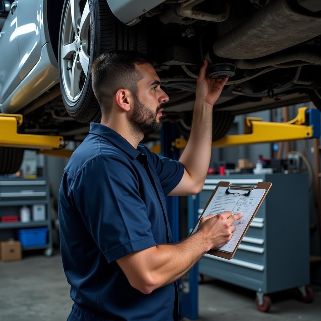 Mechanic Performing a Car Inspection