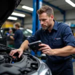 Mechanic Inspecting a Car