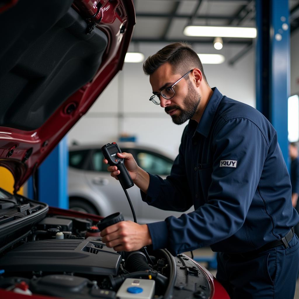 Mechanic Inspecting Car in Australia