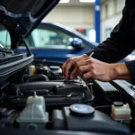 Mechanic inspecting a car in Barkingside