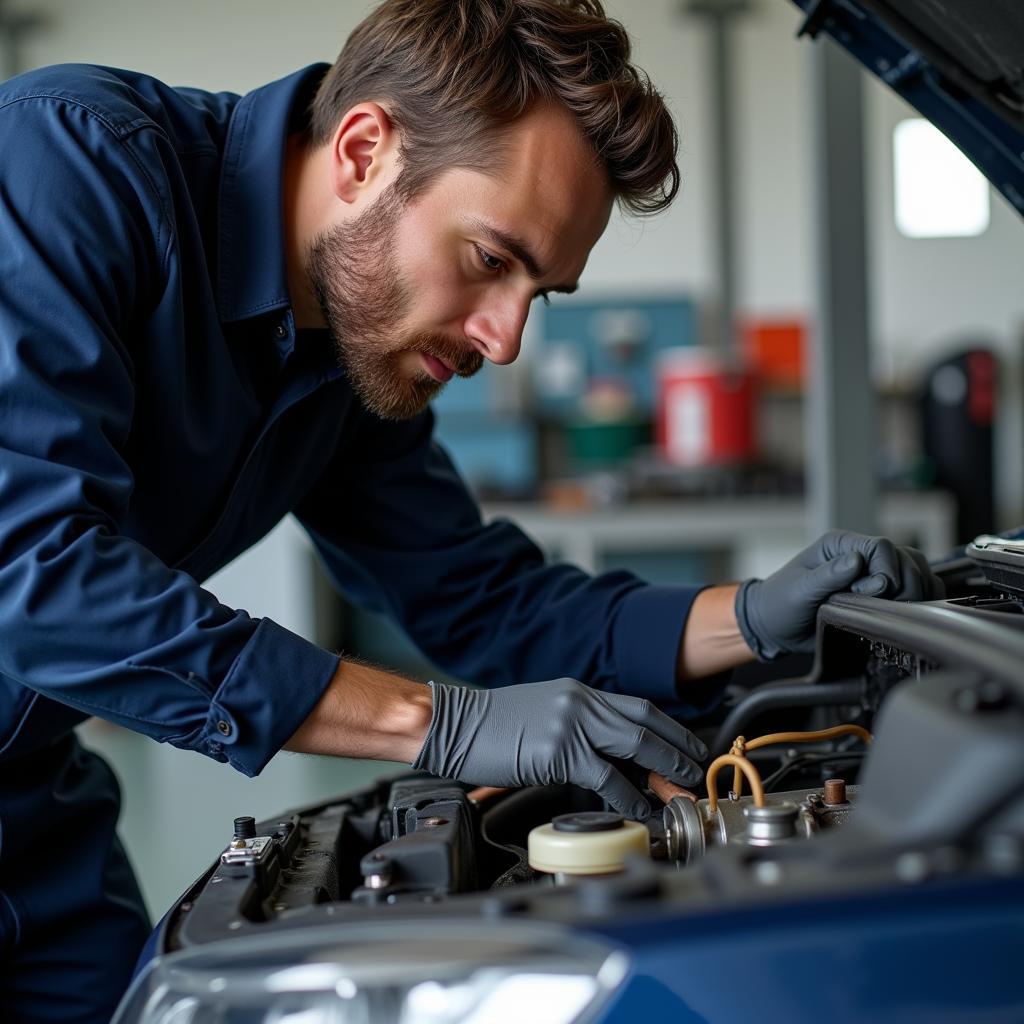 Mechanic Inspecting Car in Bournemouth