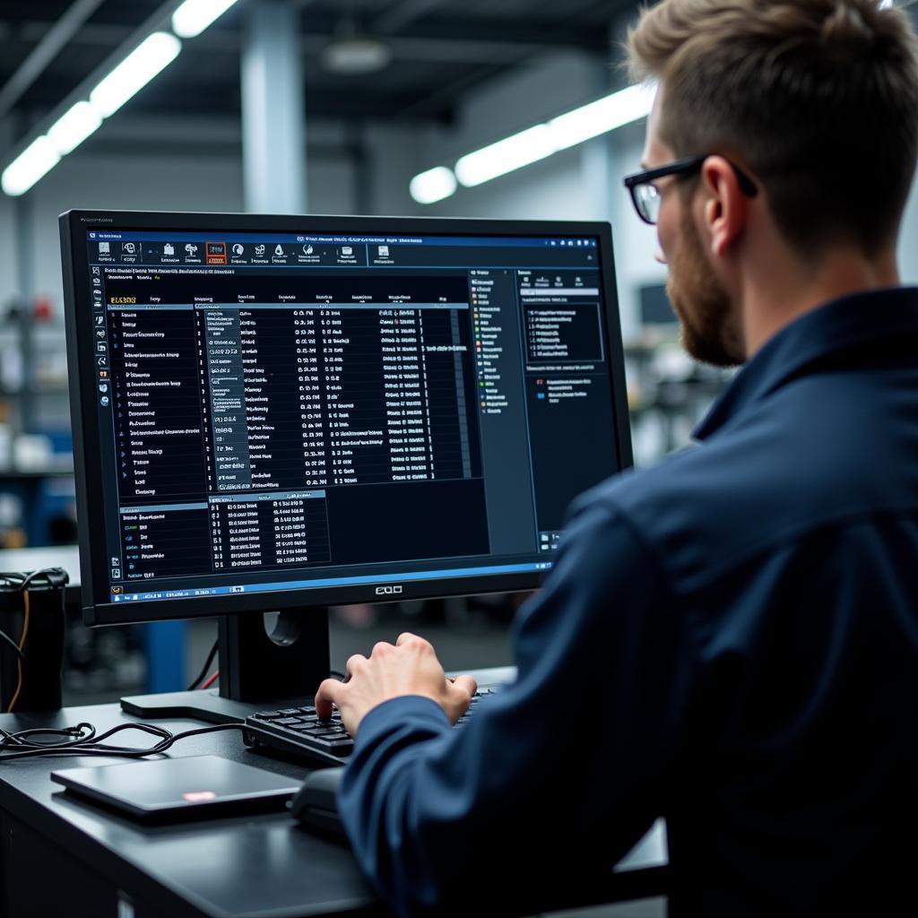 Mechanic Analyzing Car Diagnostics