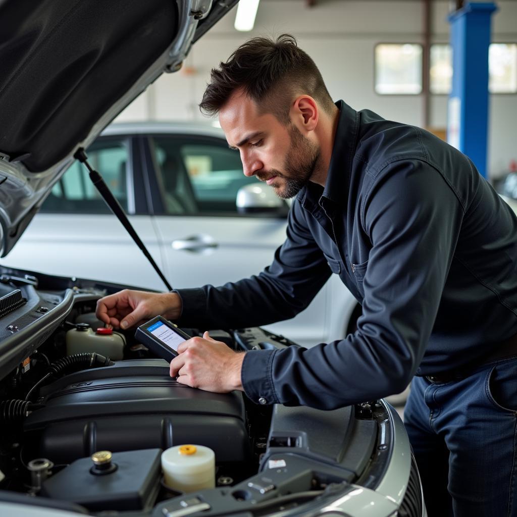 Mechanic Performing a Car Service