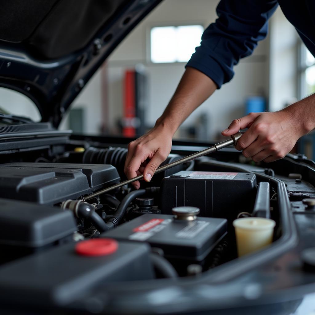 Mechanic Inspecting Car Engine