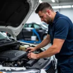 Car Engine Inspection During Full Service