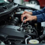 Mechanic Inspecting Car Engine