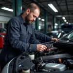 Mechanic Inspecting Car Engine