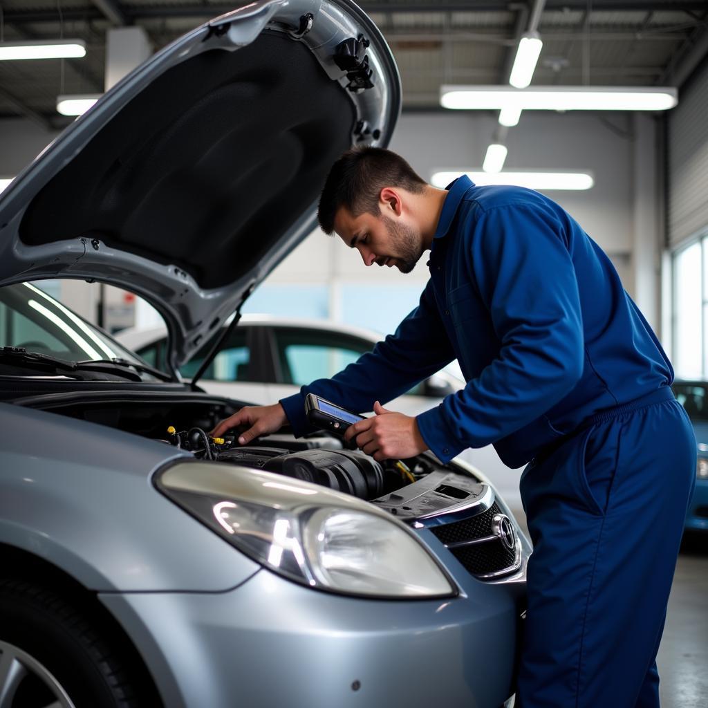 Mechanic inspecting a car in Adelaide