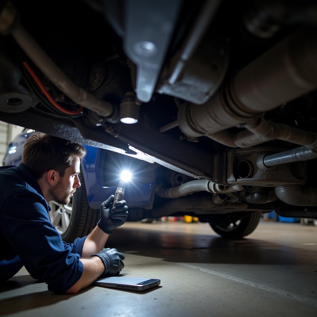 Mechanic inspecting a clean car