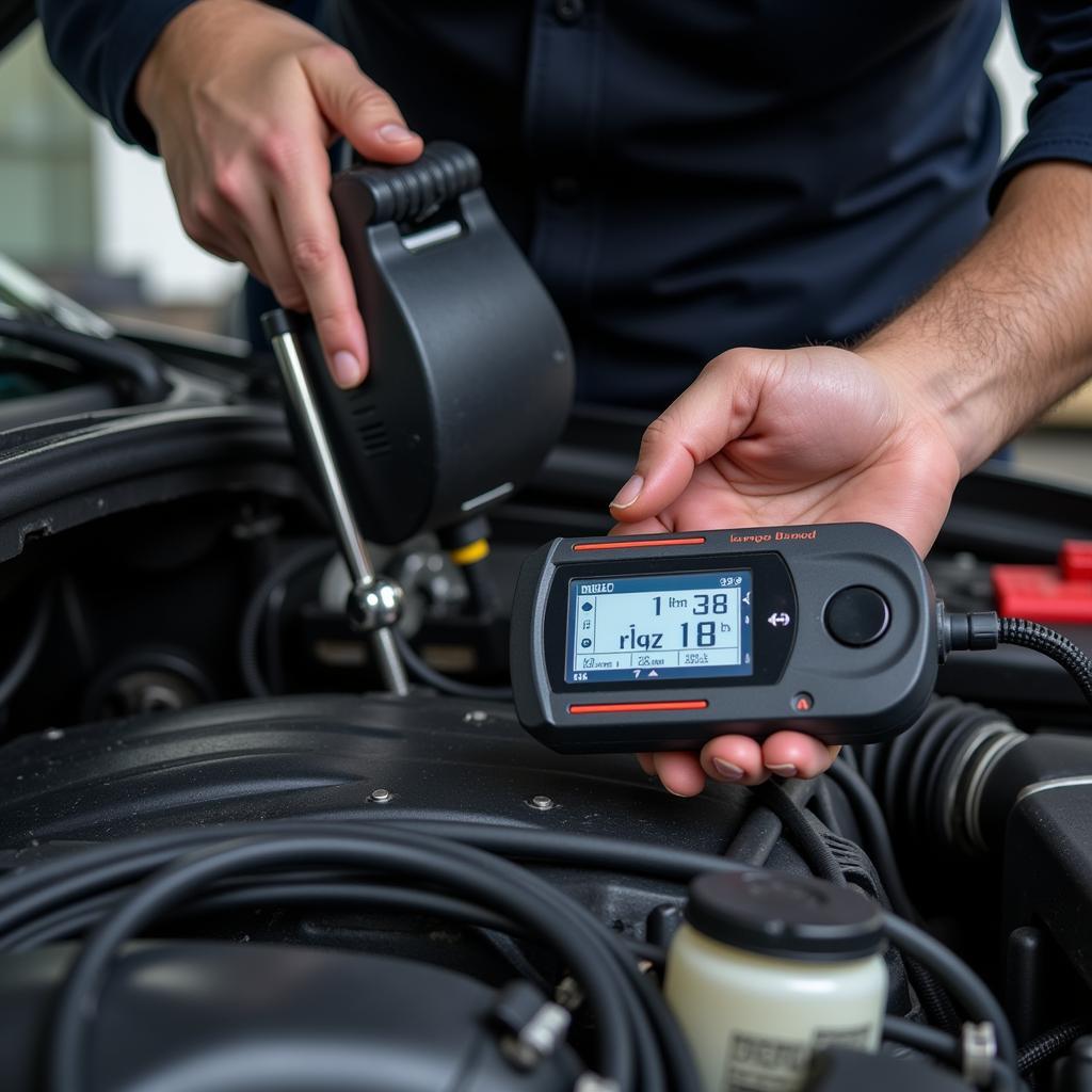 Mechanic Checking a Car Engine