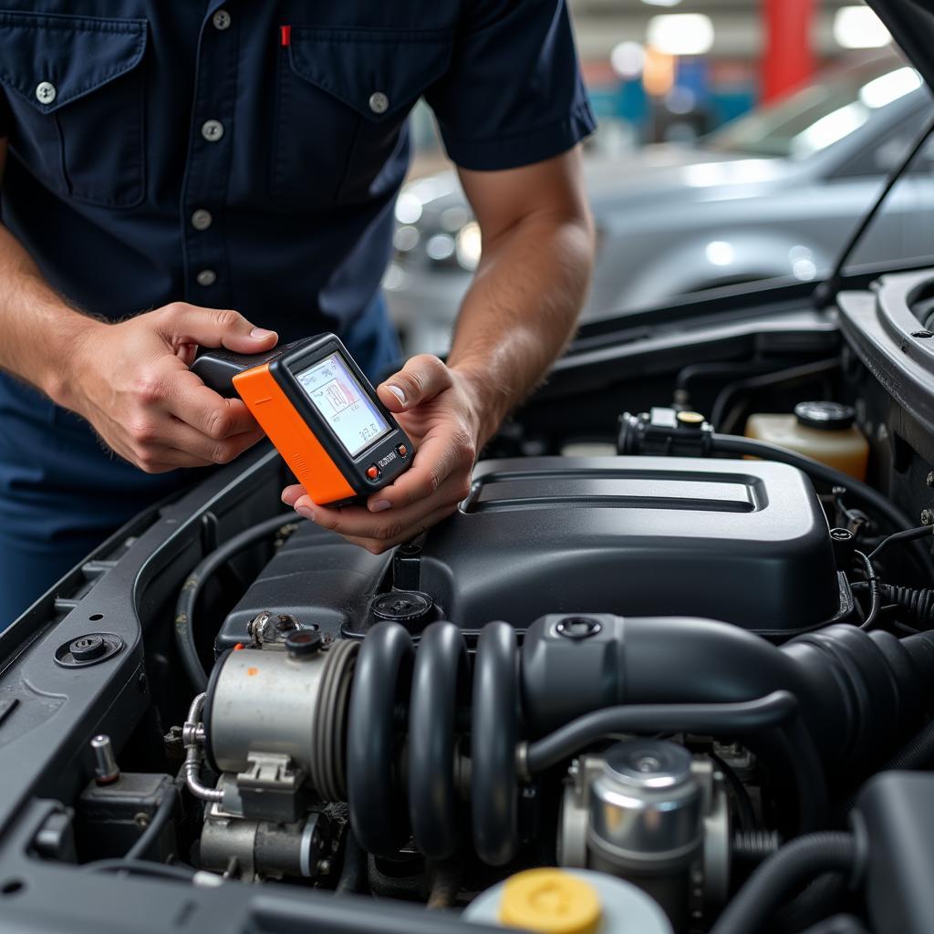 Mechanic Inspecting Car Engine