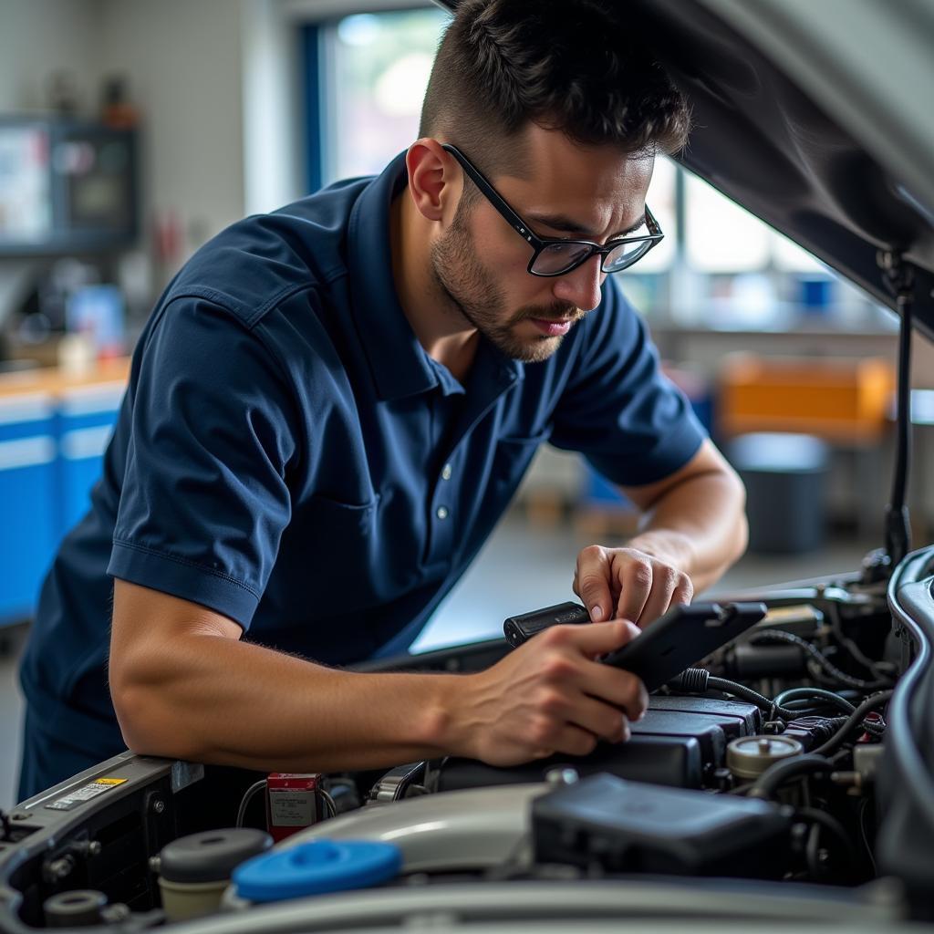 Mechanic Performing Car Inspection