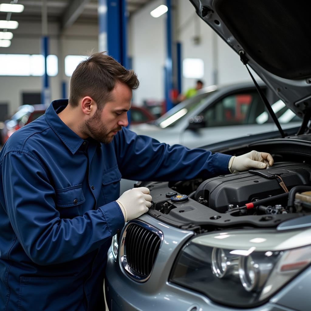 Mechanic Performing a Car Service