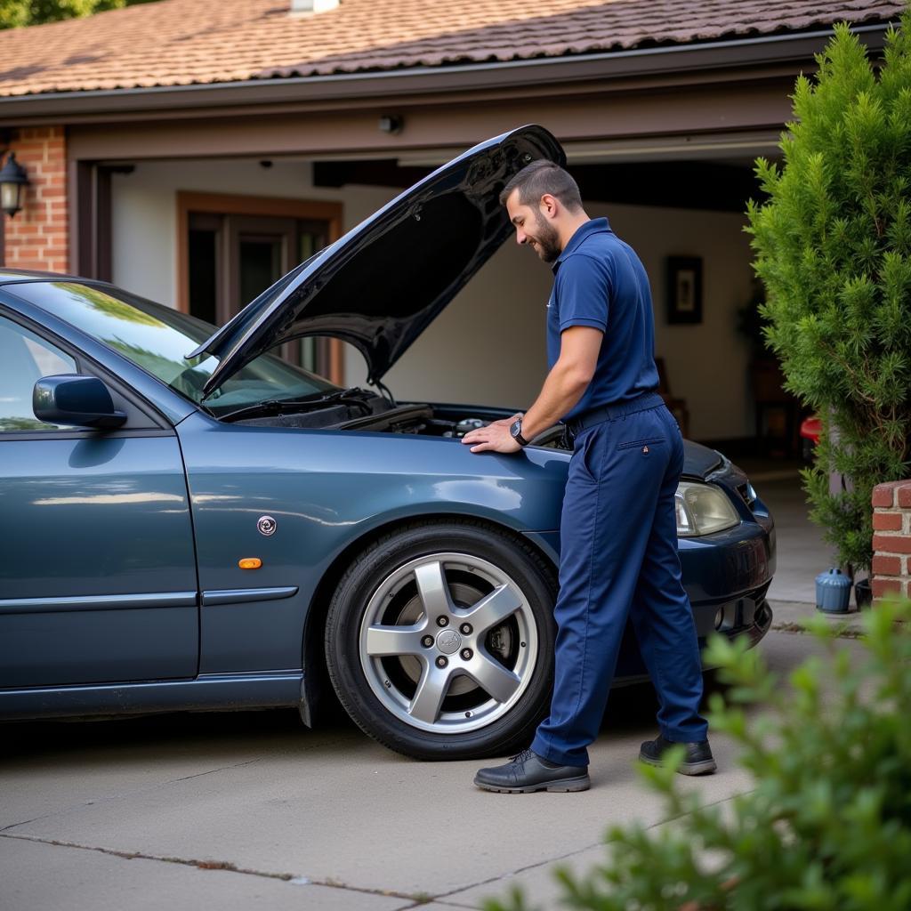 Mechanic Performing Door-to-Door Car Service