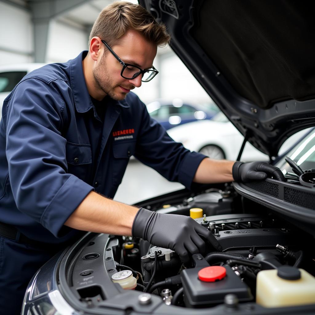 Mechanic Performing Essential Car Maintenance