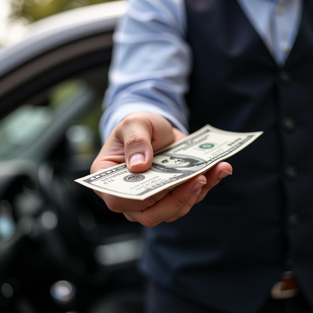 Mechanic Receiving a Cash Tip