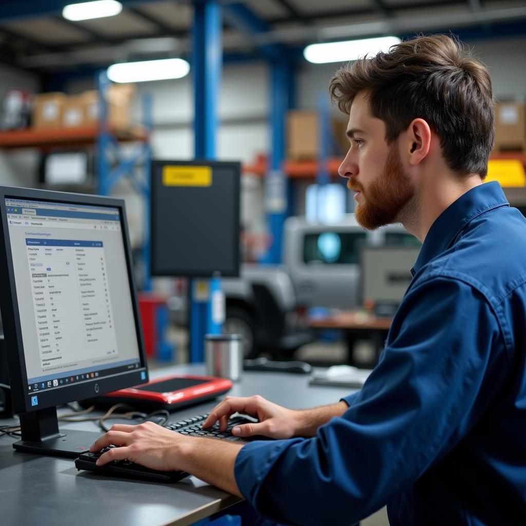 Mechanic Using SPID to Order Parts