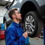 Mechanic Working on a Car