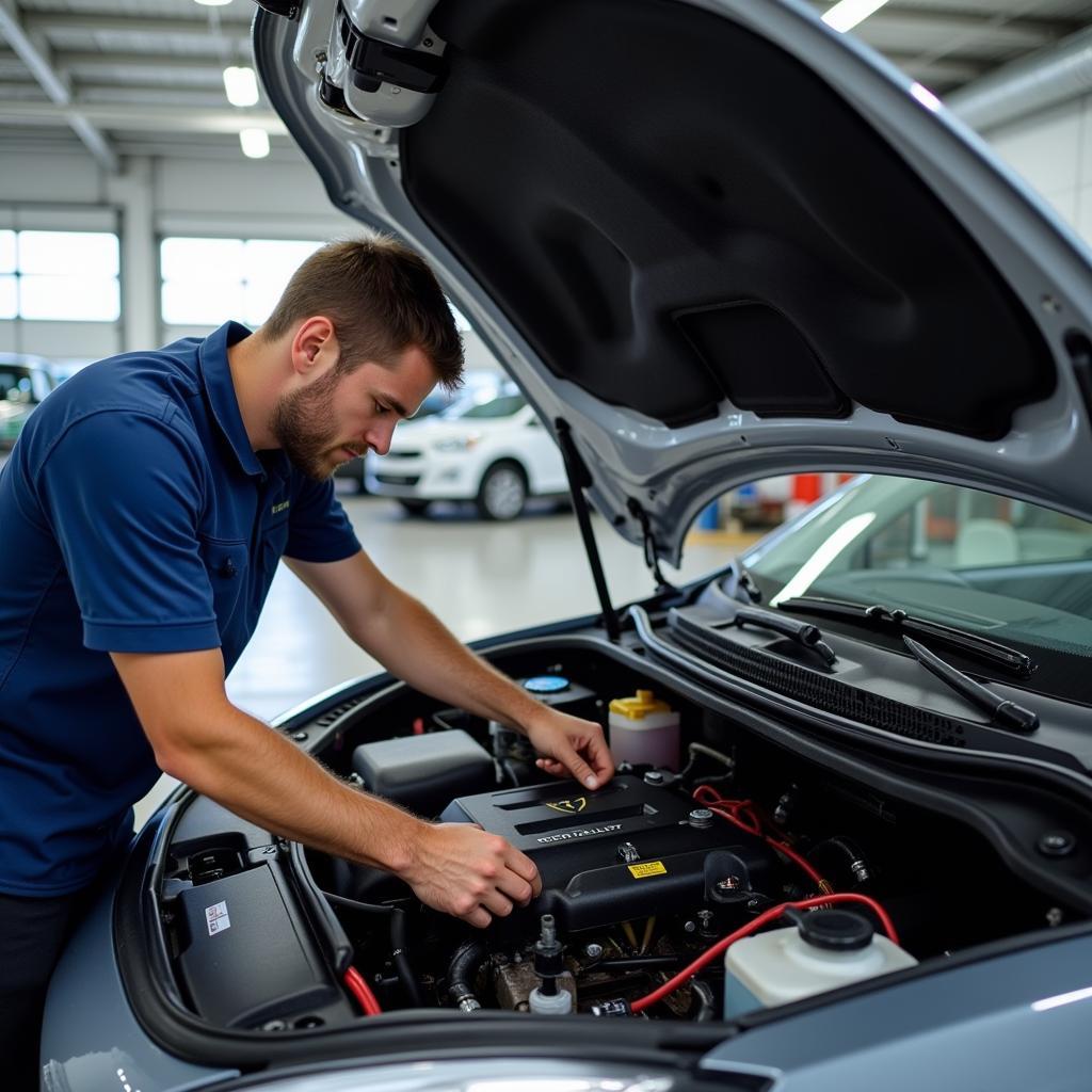 Mechanic Servicing Electric Car