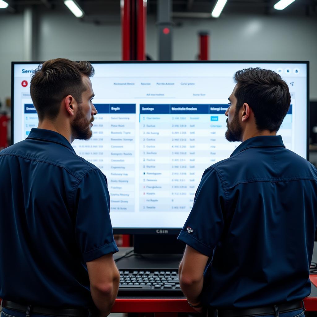 Mechanics collaborating using a car service management system