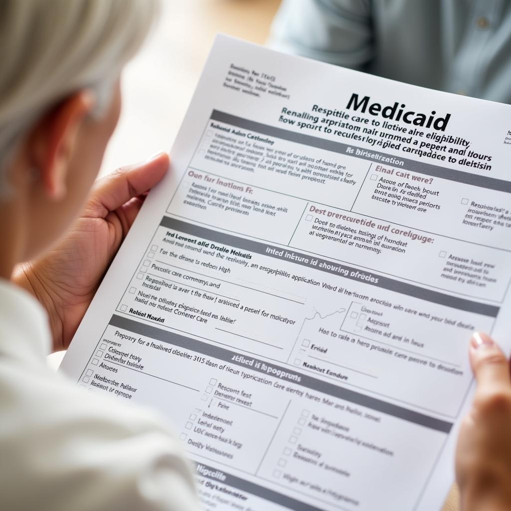 Person completing Medicaid respite care application form