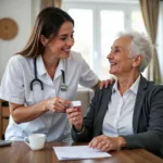 Senior receiving home care services