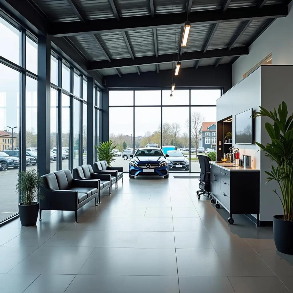 Modern and Comfortable Waiting Area in a Mercedes Benz Car Service Centre