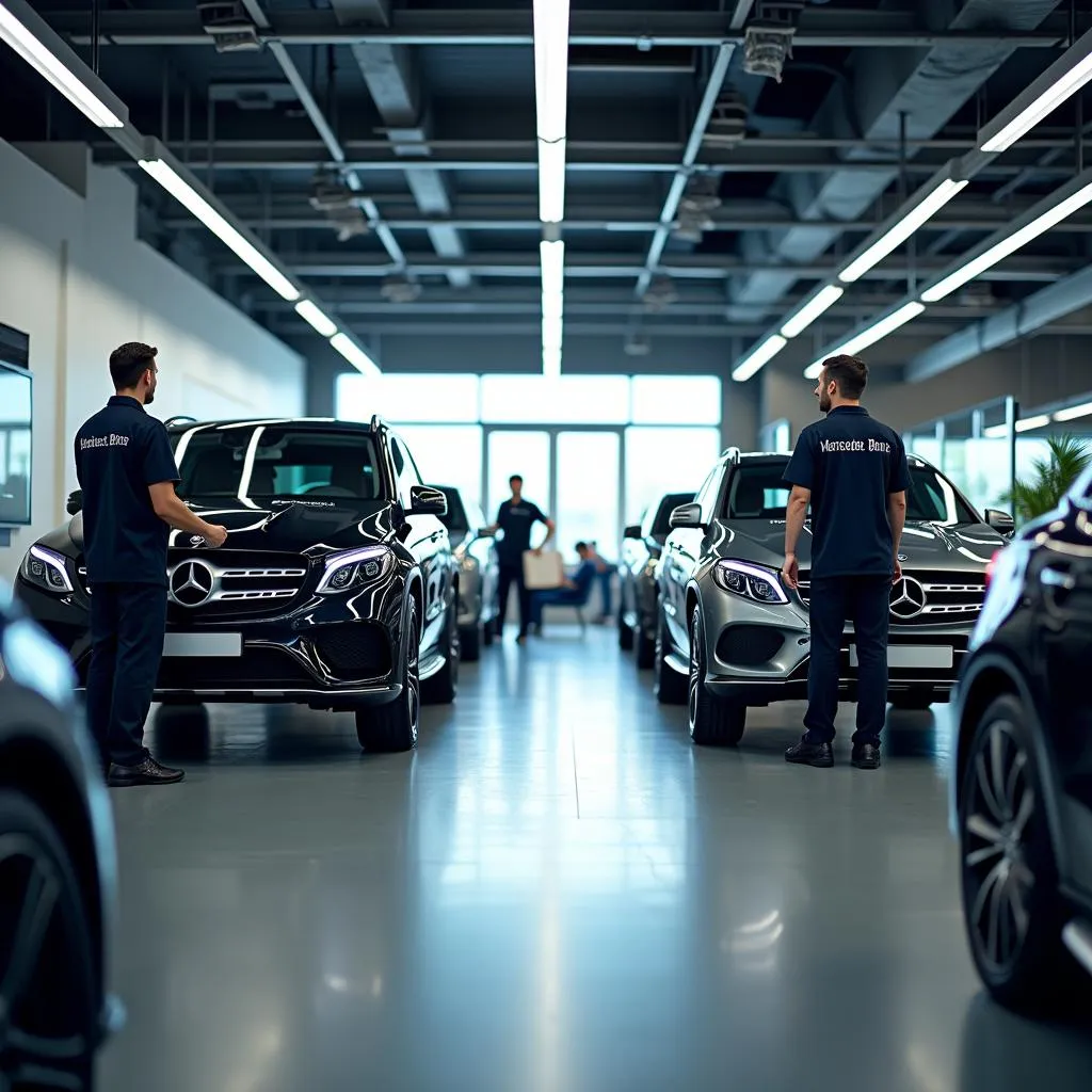 Modern Mercedes Benz service center interior in Malaysia