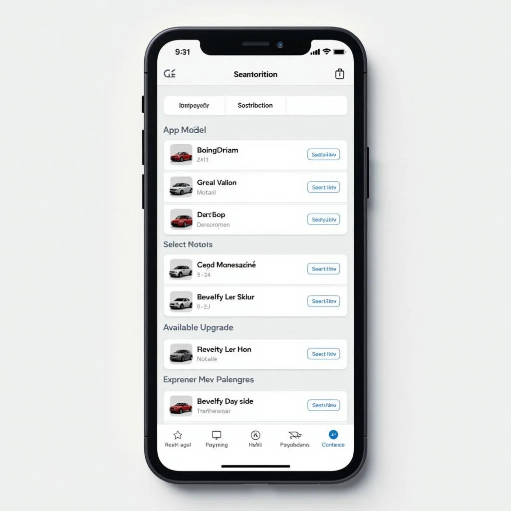 Mercedes-Benz subscription app interface